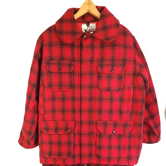 Vtg Woolrich Pants Jacket Coat Men's 44 Flannel Buffalo Red Plaid Hunting Set